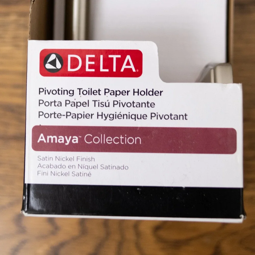 DELTA Amaya Collection Pivoting Toilet Paper Holder Satin Nickel Finish AMA50-SN